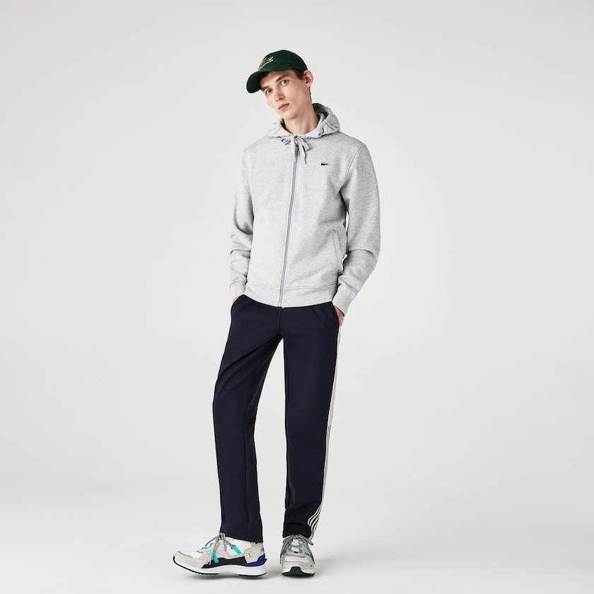 Men's Lacoste Grey / Light Grey Sweatshirts SPORT Hooded Lightweight Bi-material AE3-06840J0