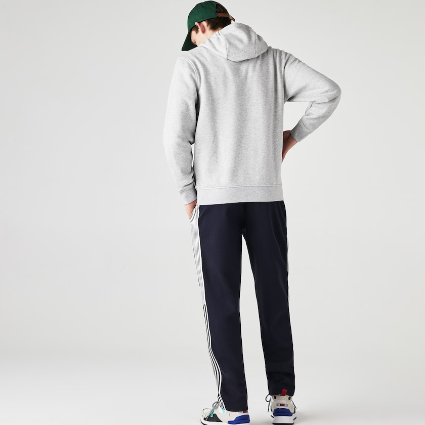 Men's Lacoste Grey / Light Grey Sweatshirts SPORT Hooded Lightweight Bi-material AE3-06840J0