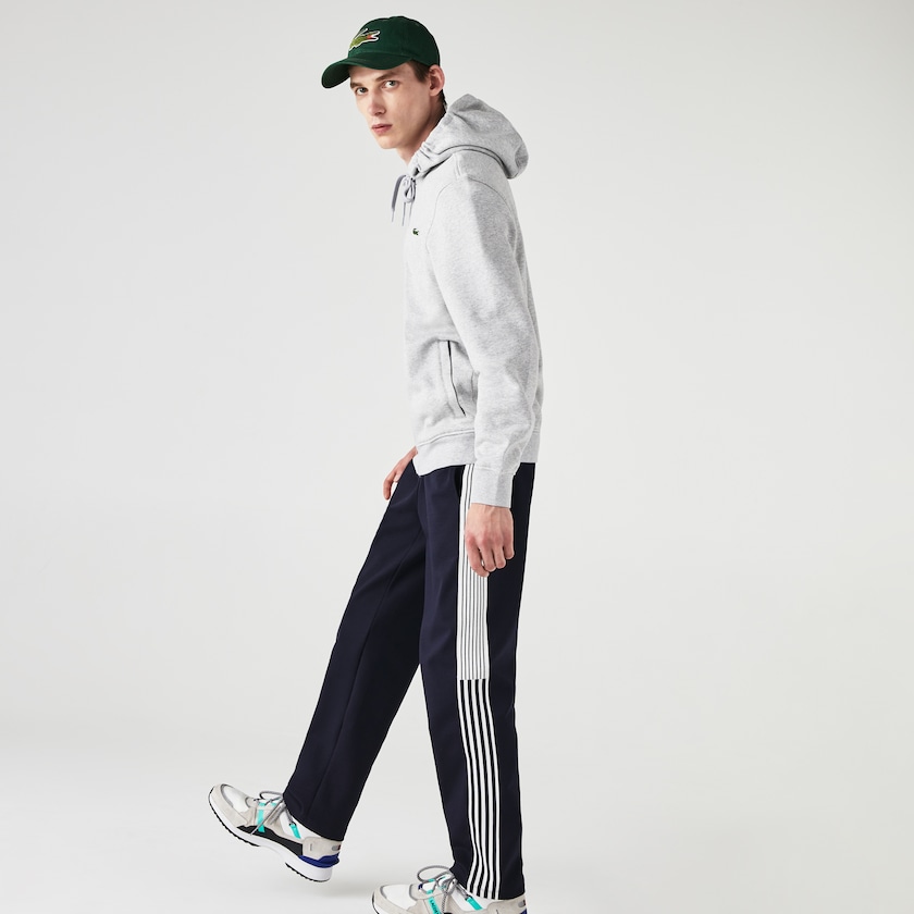 Men's Lacoste Grey / Light Grey Sweatshirts SPORT Hooded Lightweight Bi-material AE3-06840J0