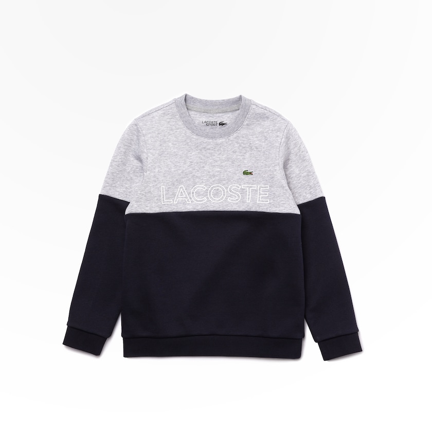 Kids' Lacoste Grey / Navy Blue / White Sweatshirts SPORT Colorblock Fleece UI7-10071J4