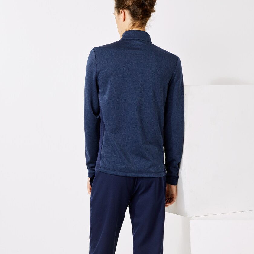 Men's Lacoste Grey / Navy Blue / White Sweatshirts SPORT Zip Stand-Up Collar Stretch Golf NO8-70177C2