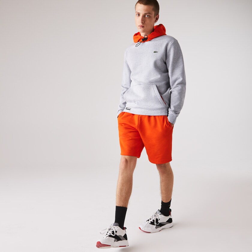 Men's Lacoste Grey / Red Sweatshirts SPORT Hooded Contrast Fleece GO7-50655U2