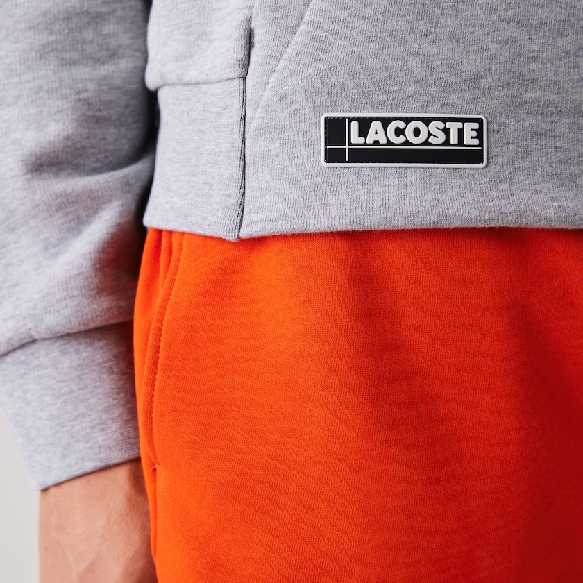 Men's Lacoste Grey / Red Sweatshirts SPORT Hooded Contrast Fleece GO7-50655U2