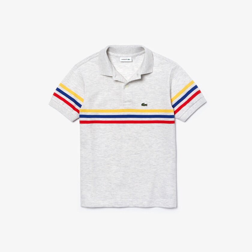 Kids' Lacoste Grey / Red / Blue / Yellow Polo Shirts Tricolor Striped Cotton Petit Piqué GE3-21872B4