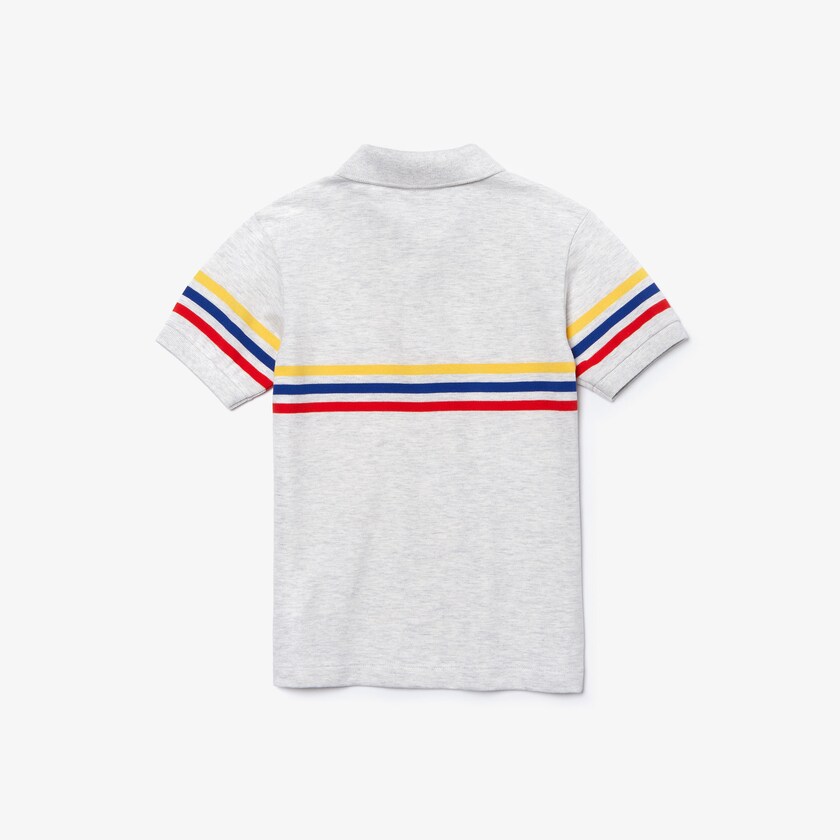Kids' Lacoste Grey / Red / Blue / Yellow Polo Shirts Tricolor Striped Cotton Petit Piqué GE3-21872B4