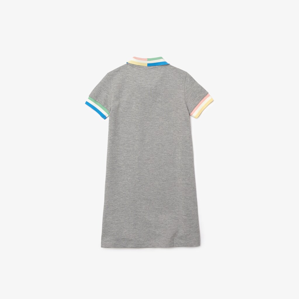 Kids' Lacoste Grey / White Polo Dress Colorblock Cotton Piqué JA9-92279V7