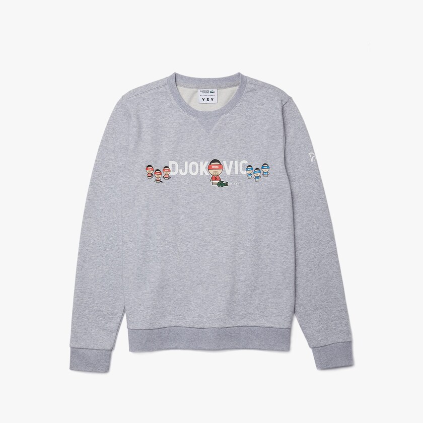 Men's Lacoste Grey / White Sweatshirts SPORT Collab Youssef SY In Fleece GF0-11651A2