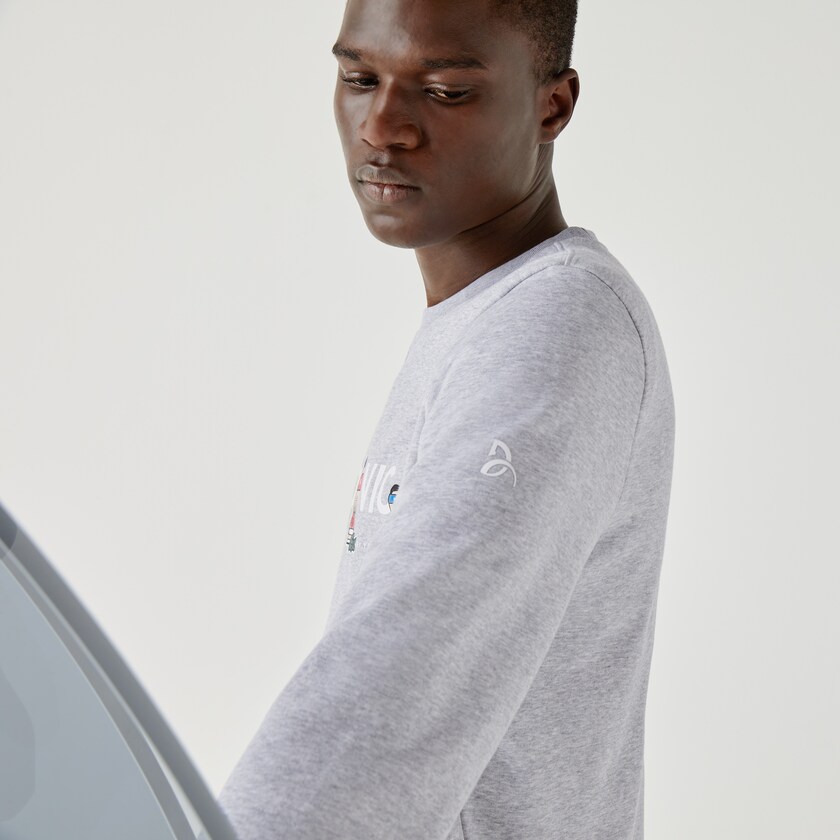 Men's Lacoste Grey / White Sweatshirts SPORT Collab Youssef SY In Fleece GF0-11651A2