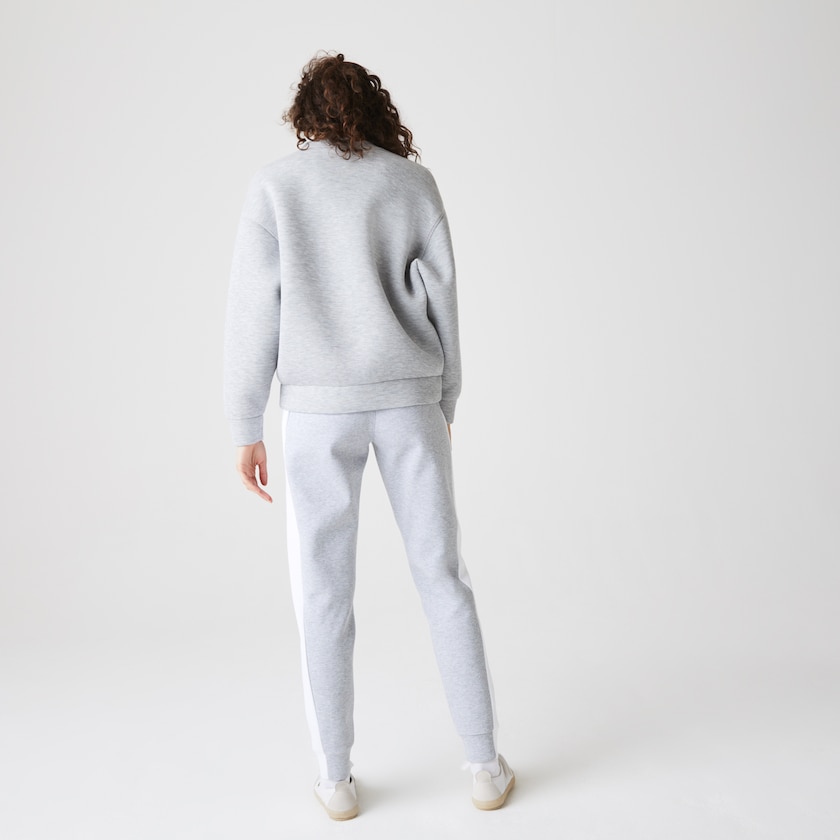 Women's Lacoste Grey / White Pants SPORT Contrast Band Piqué Jogging TF5-82628F2