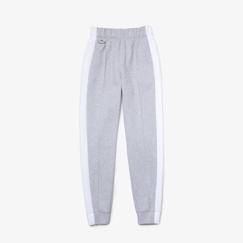 Women's Lacoste Grey / White Pants SPORT Contrast Band Piqué Jogging TF5-82628F2