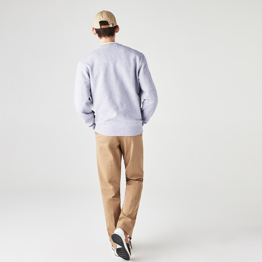 Men's Lacoste Grey / White Sweatshirts x National Geographic Organic Cotton KK6-52195N6