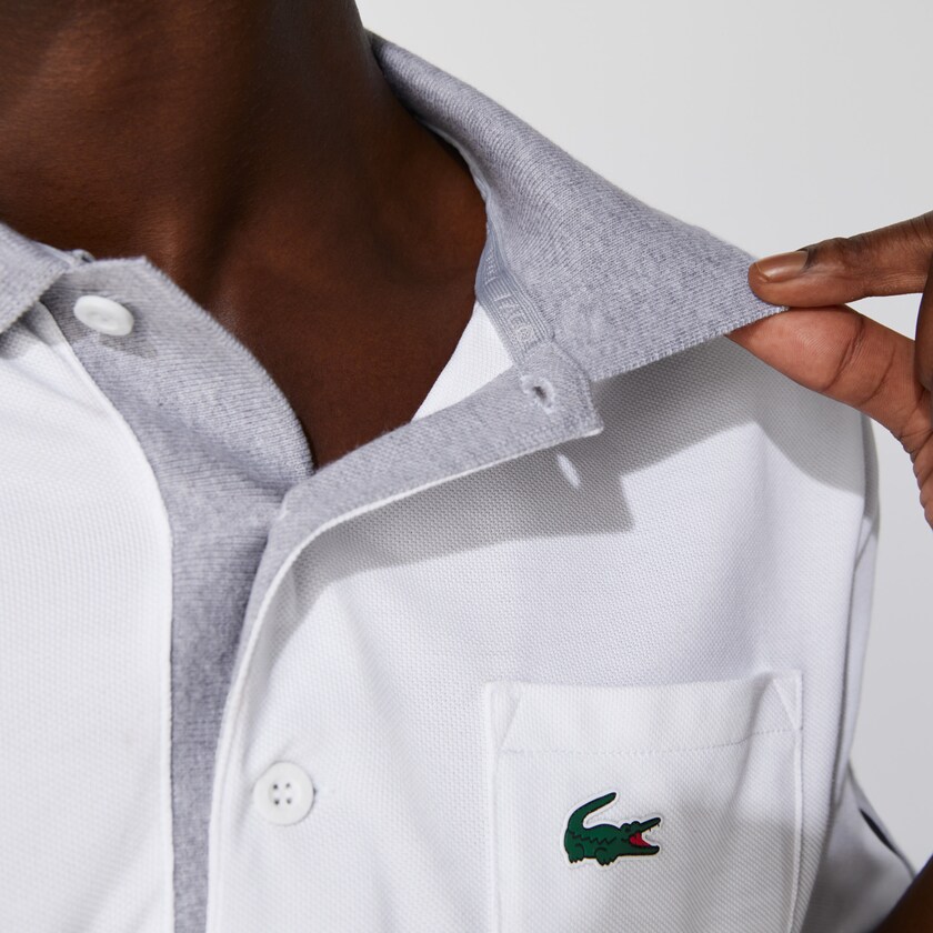 Men's Lacoste Grey / White / Navy Blue / Grey Polo Shirts SPORT Breathable Colorblock Golf DF8-25332W0