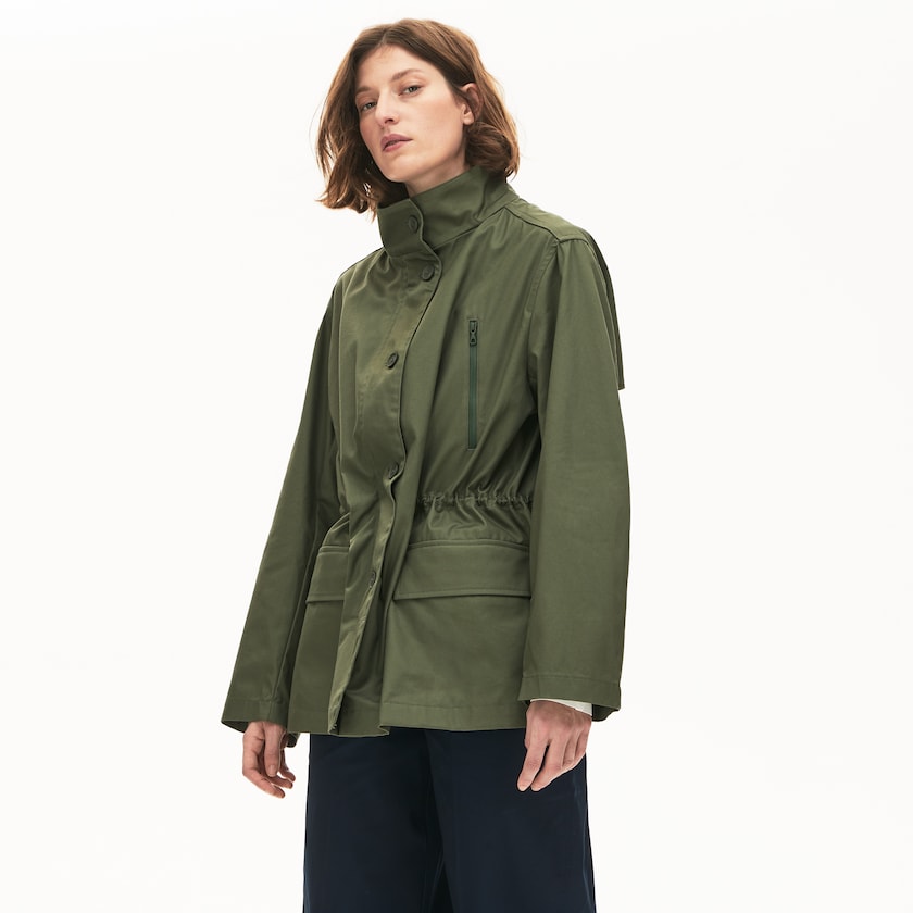 Women's Lacoste Khaki Green Parka Jackets Flared Water-Resistant HW4-50745Y0