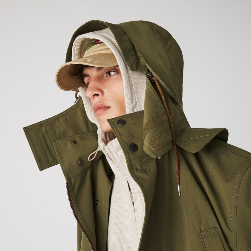 Men's Lacoste Khaki Green Parka Jackets Quilted Interior Jacket Water-Resistant 3-in-1 TT5-53125J7