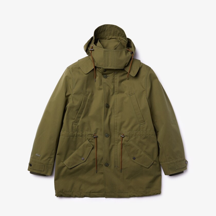 Men's Lacoste Khaki Green Parka Jackets Quilted Interior Jacket Water-Resistant 3-in-1 TT5-53125J7