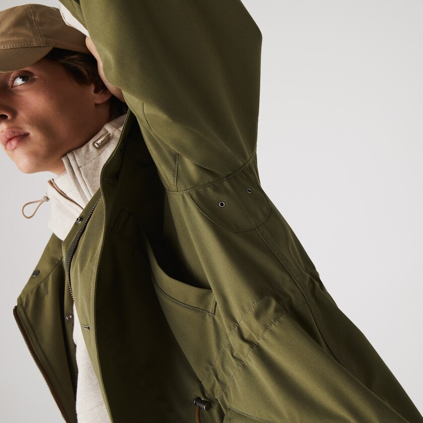 Men's Lacoste Khaki Green Parka Jackets Quilted Interior Jacket Water-Resistant 3-in-1 TT5-53125J7
