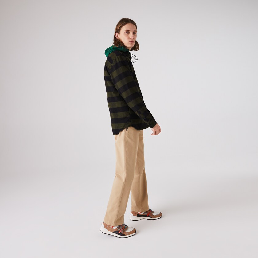 Men's Lacoste Khaki Green / Black Overshirts Checked Quilted Cotton Flannel VN5-25962X5