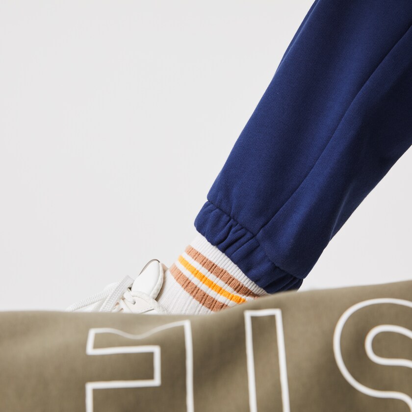 Men's Lacoste Khaki Green / Yellow / Blue Pants Colorblock Fleece Track OL6-51555Q0