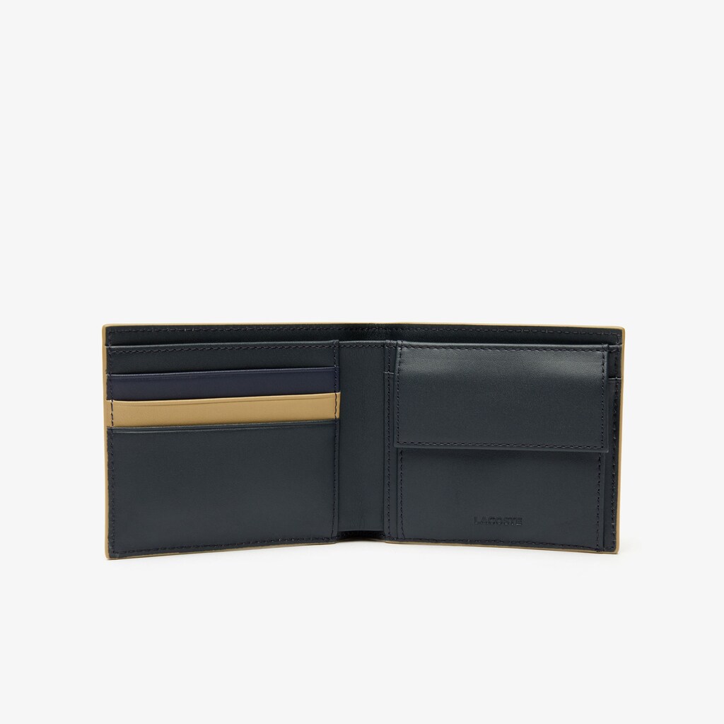 Men's Lacoste Khaki Wallets Fitzgerald Colorblock Leather 3 Card WT5-93219E2