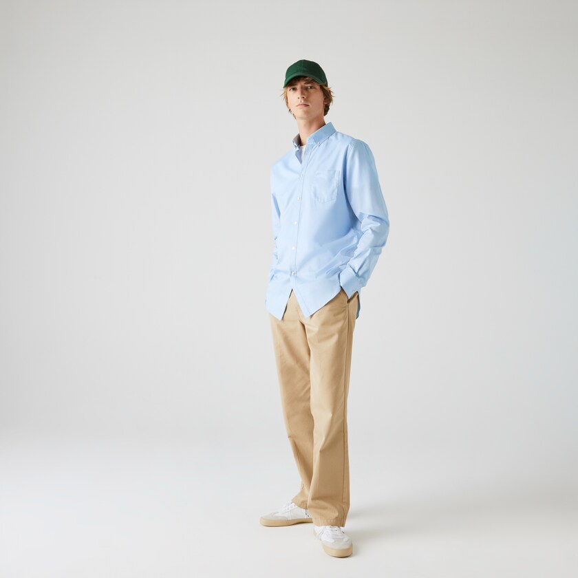 Men's Lacoste Light Blue Shirts Regular Fit Cotton Mini Piqué SA5-24552F1