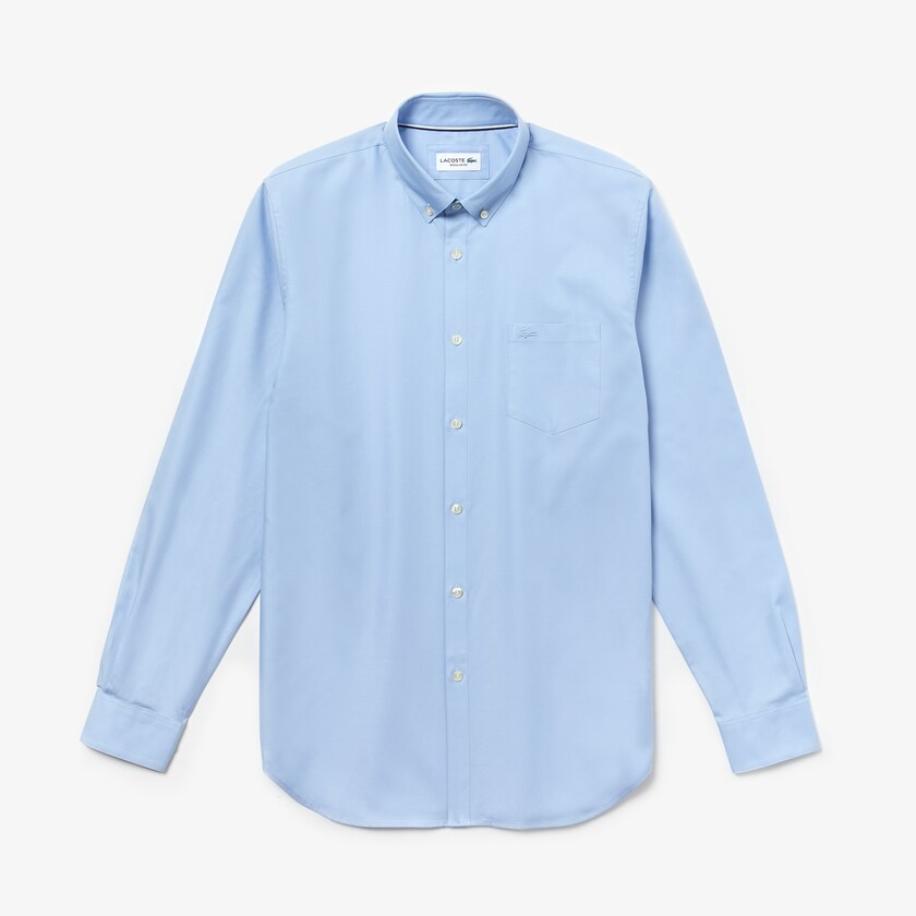 Men's Lacoste Light Blue Shirts Regular Fit Cotton Mini Piqué SA5-24552F1