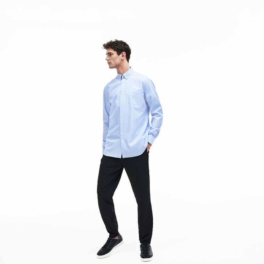 Men's Lacoste Light Blue Shirts Regular Fit Cotton Mini Piqué SA5-24552F1