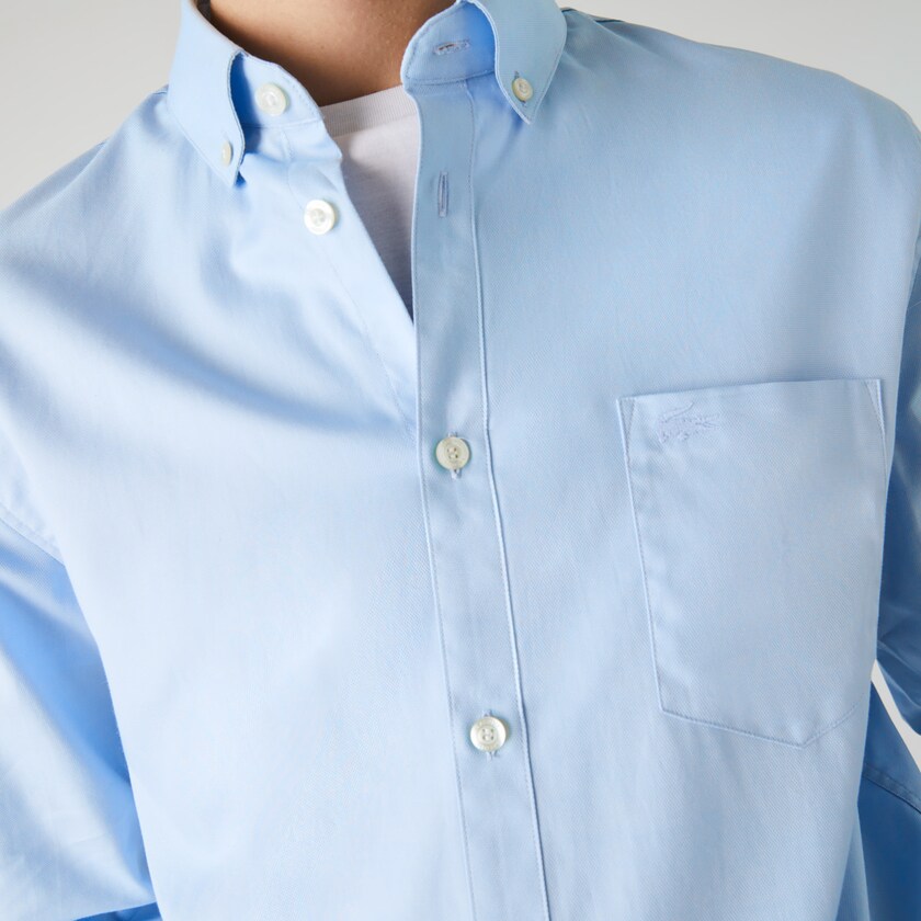 Men's Lacoste Light Blue Shirts Regular Fit Cotton Mini Piqué SA5-24552F1