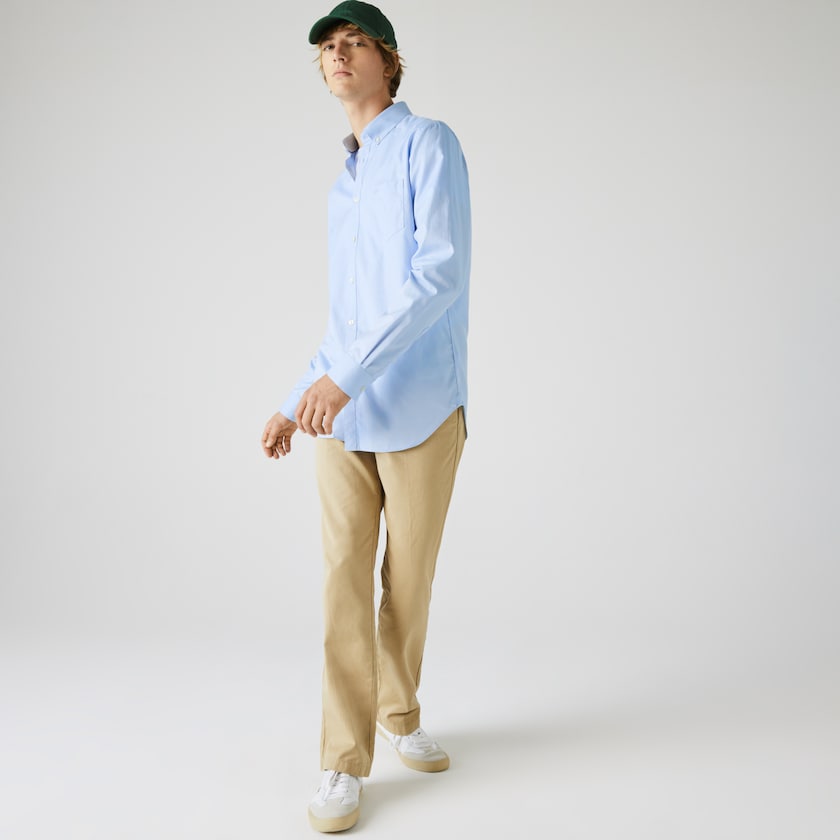 Men's Lacoste Light Blue Shirts Regular Fit Cotton Mini Piqué SA5-24552F1