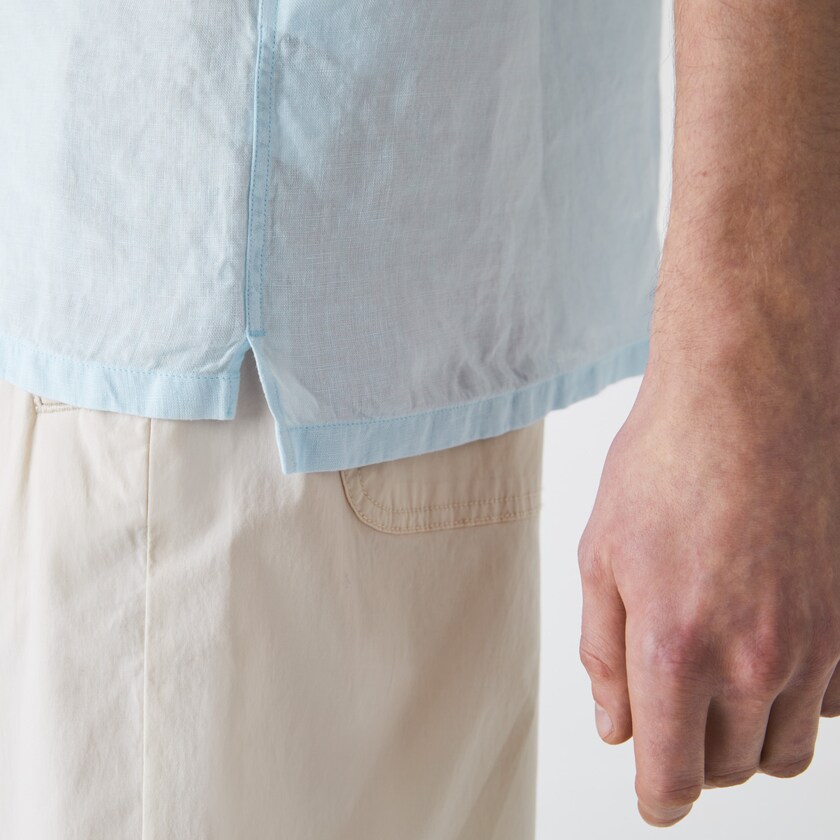 Men's Lacoste Light Blue Shirts Regular Fit Linen MQ9-63926Y1