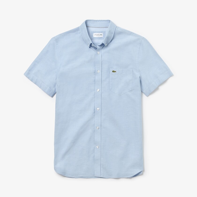 Men's Lacoste Light Blue Shirts Regular Fit Oxford Cotton JZ5-72357O8
