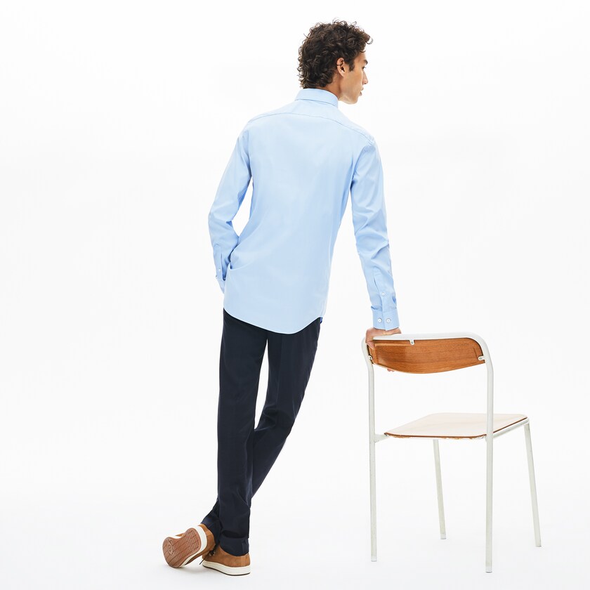 Men's Lacoste Light Blue Shirts Slim-Fit Stretch Cotton Poplin IC1-70047E7