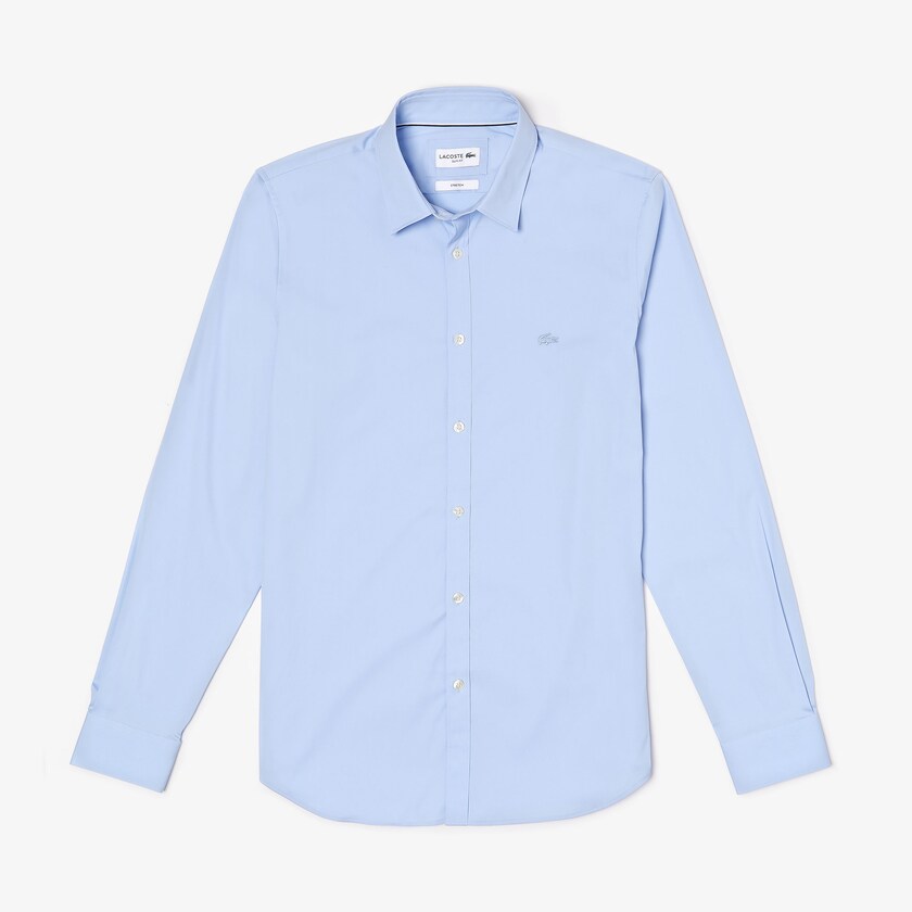 Men's Lacoste Light Blue Shirts Slim-Fit Stretch Cotton Poplin IC1-70047E7