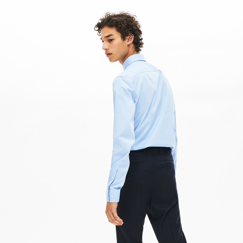 Men's Lacoste Light Blue Shirts Slim-Fit Stretch Cotton Poplin IC1-70047E7