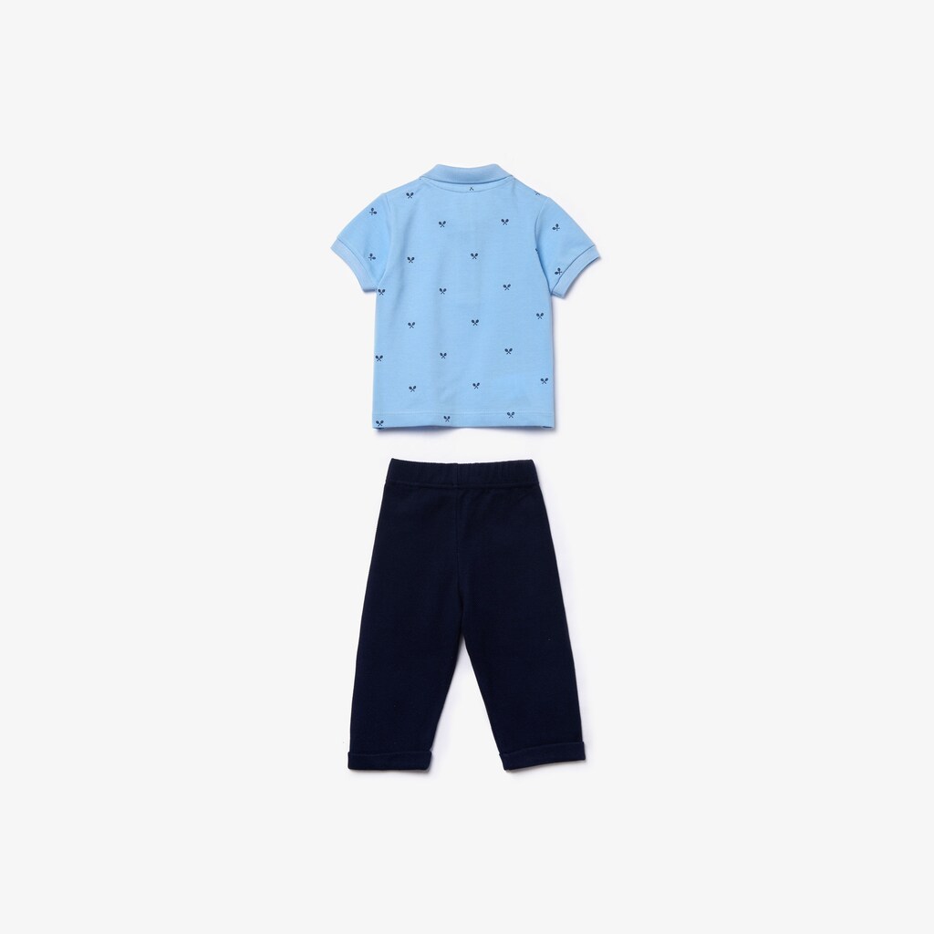 Kids' Lacoste Light Blue / Navy Blue T Shirts Baby Rattle And Cotton Piqué Pajama Box Set FO7-18951U7