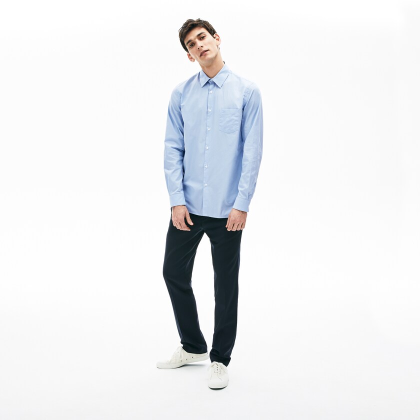 Men's Lacoste Light Blue / White Shirts Textured Cotton CC4-89688R4