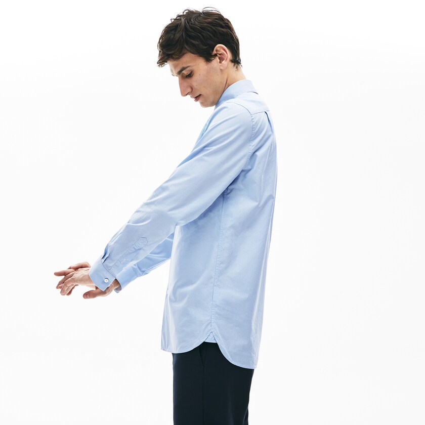 Men's Lacoste Light Blue / White Shirts Textured Cotton CC4-89688R4