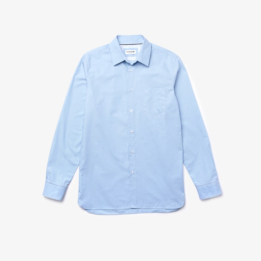Men's Lacoste Light Blue / White Shirts Textured Cotton CC4-89688R4
