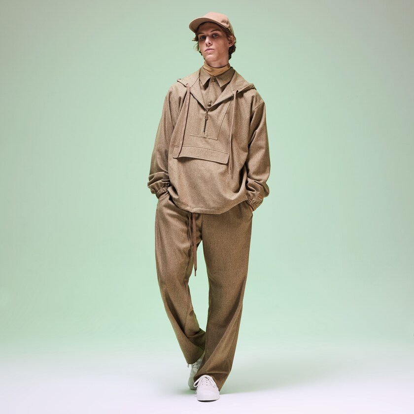 Men's Lacoste Light Brown Jackets Fashion Show Hooded Solid Virgin Wool PS5-57075H4