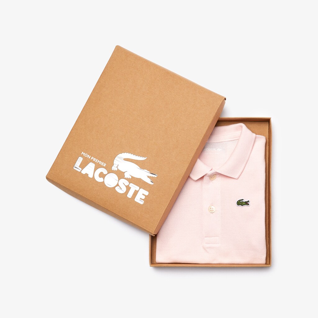 Kids' Lacoste Light Pink T Shirts Baby Organic Cotton Piqué Bodysuit In Recycled Cardboard Box Set CI4-03870S3