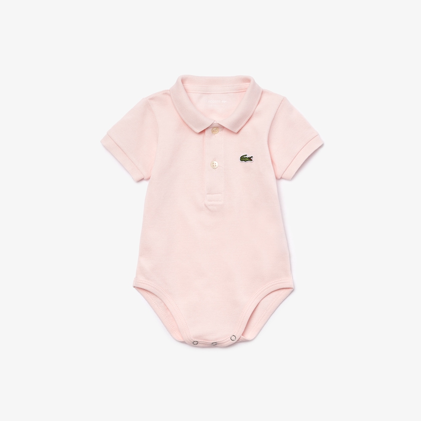 Kids' Lacoste Light Pink T Shirts Baby Organic Cotton Piqué Bodysuit In Recycled Cardboard Box Set CI4-03870S3