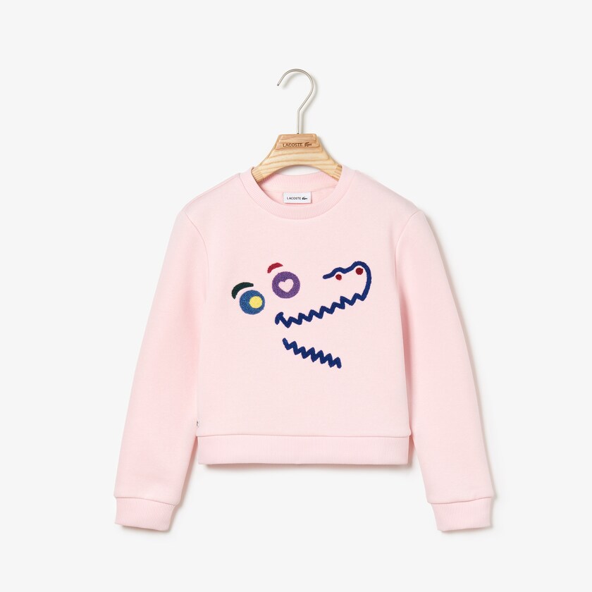 Kids' Lacoste Light Pink Sweatshirts Crewneck Crocodile Fleece GG4-23722E5