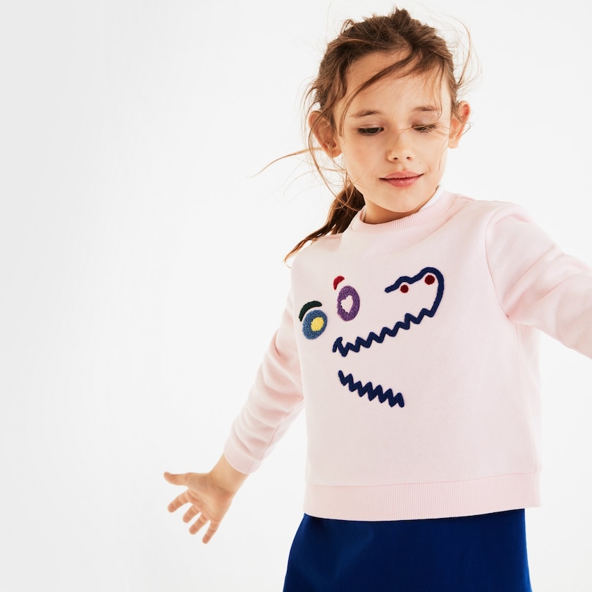 Kids' Lacoste Light Pink Sweatshirts Crewneck Crocodile Fleece GG4-23722E5