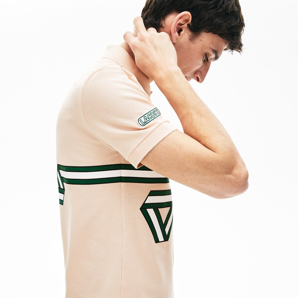 Men's Lacoste Light Pink Polo Shirts Stripe Print JR5-23672H5
