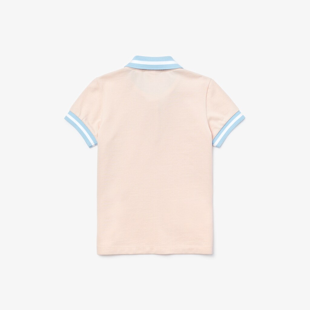 Kids' Lacoste Light Pink / White Polo Shirts Striped Details Cotton Piqué KH9-85888K9