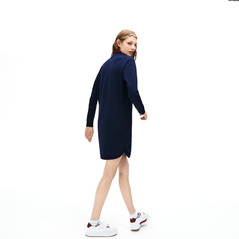 Women's Lacoste Navy Blue Dress 3D-Lettering Fleece Sweatshirt GK9-40604F5