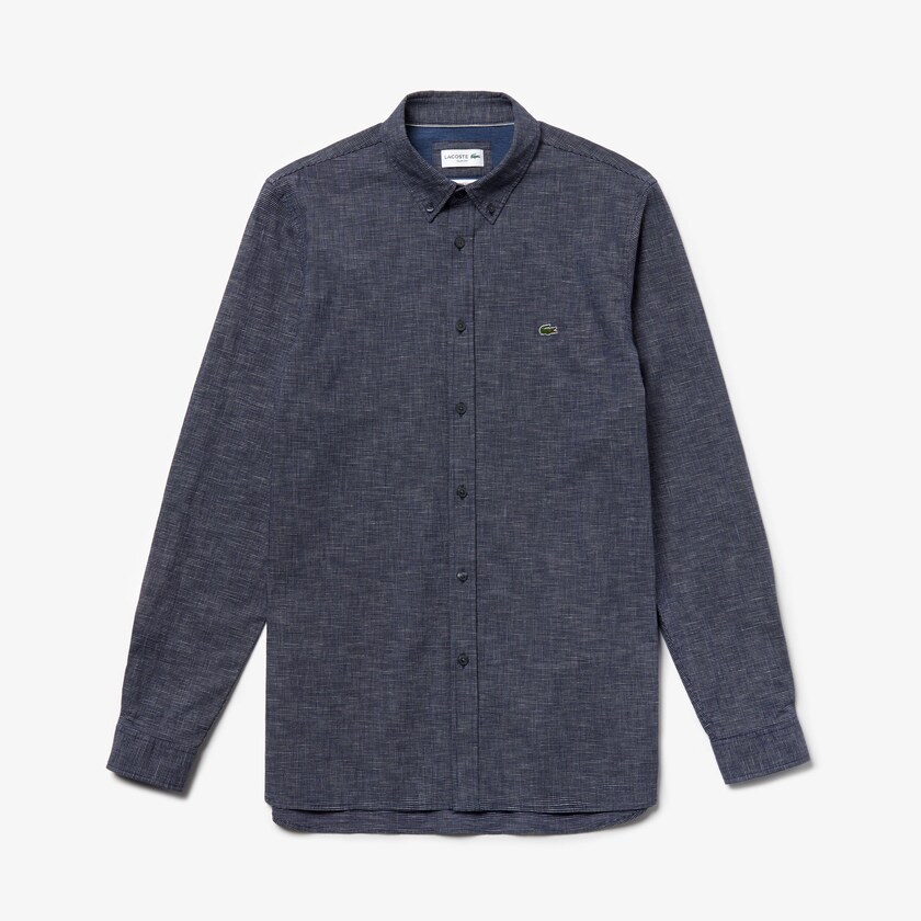 Men's Lacoste Navy Blue Shirts Checkered Cotton LD1-37943H6