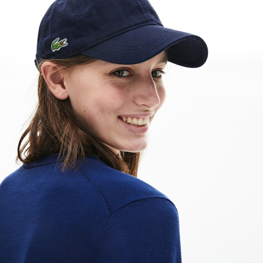 Women's Lacoste Navy Blue Sweaters Colorblock Cotton V-neck GS3-45974M5