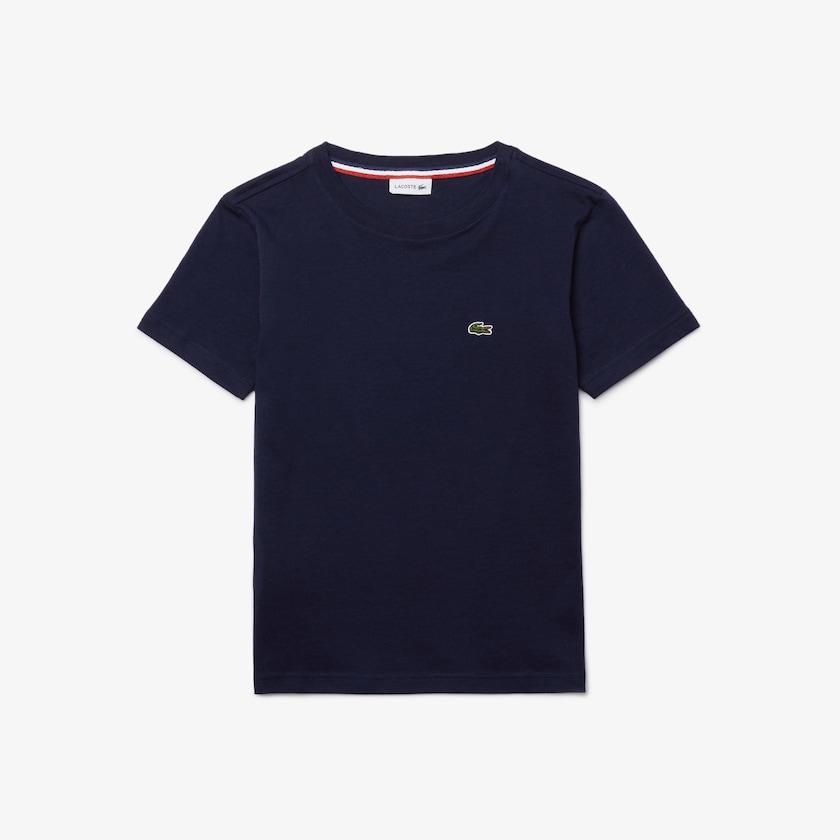 Kids' Lacoste Navy Blue T Shirts Crew Neck Cotton Jersey QH2-77527M0