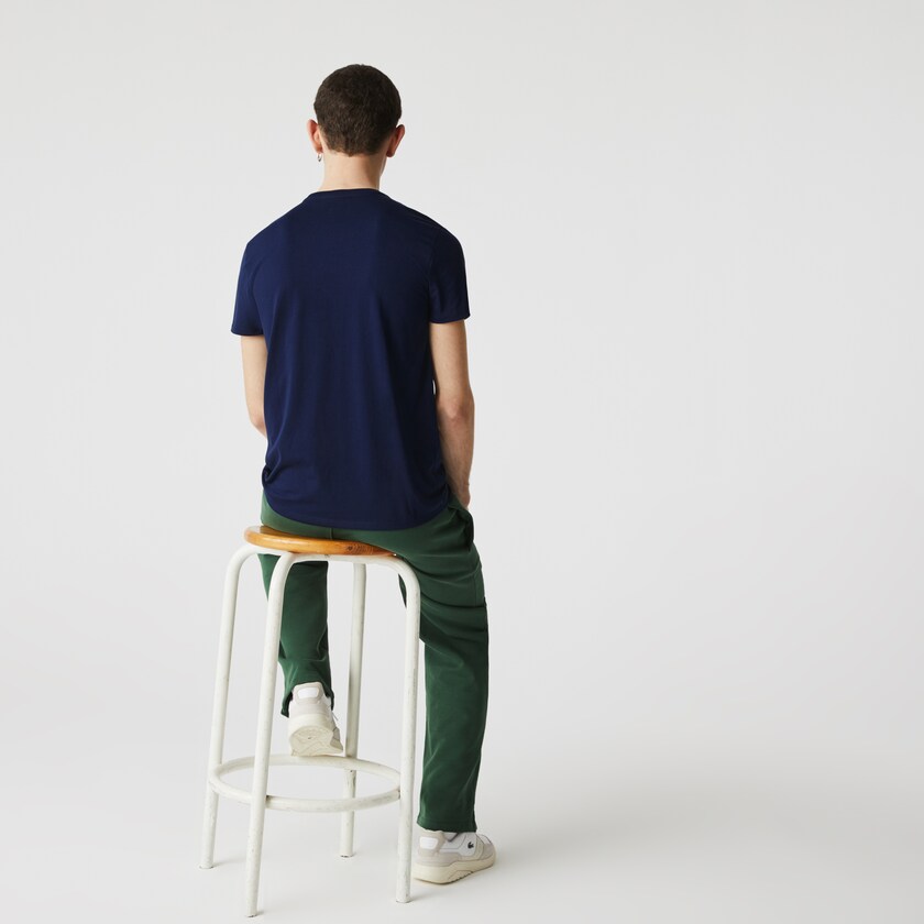 Men's Lacoste Navy Blue T Shirts Crew Neck Pima Cotton Jersey IW5-95579Y6