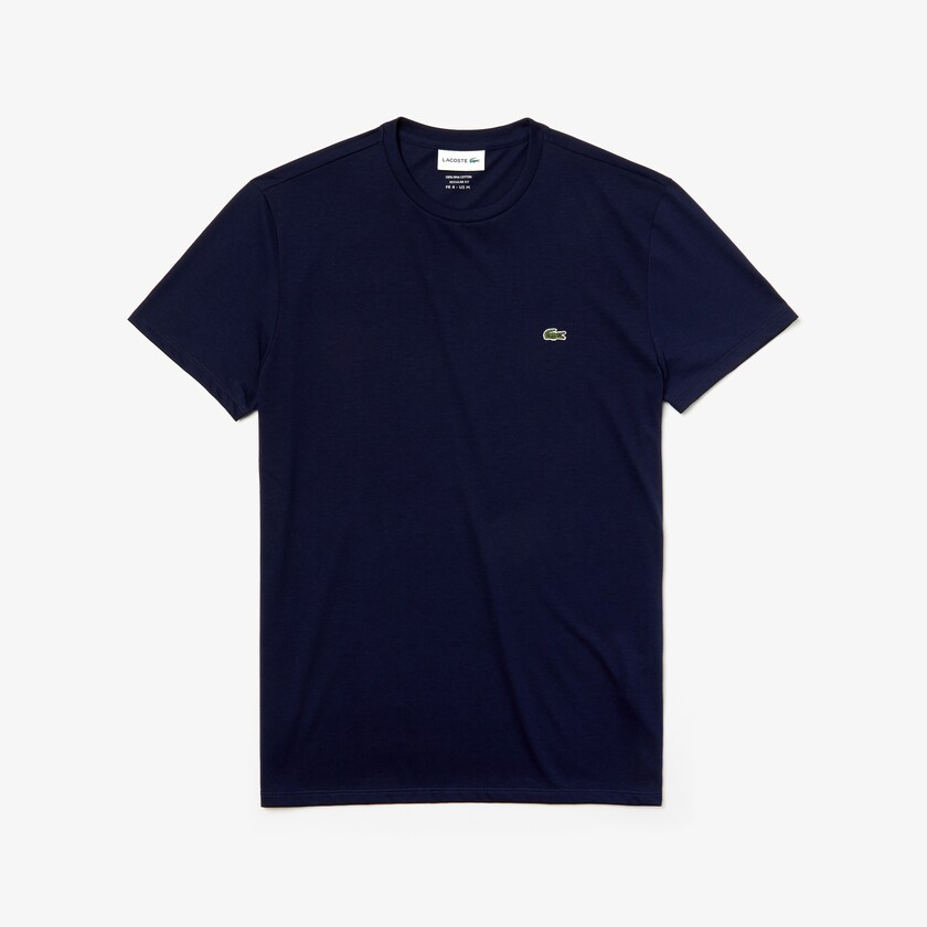 Men's Lacoste Navy Blue T Shirts Crew Neck Pima Cotton Jersey IW5-95579Y6